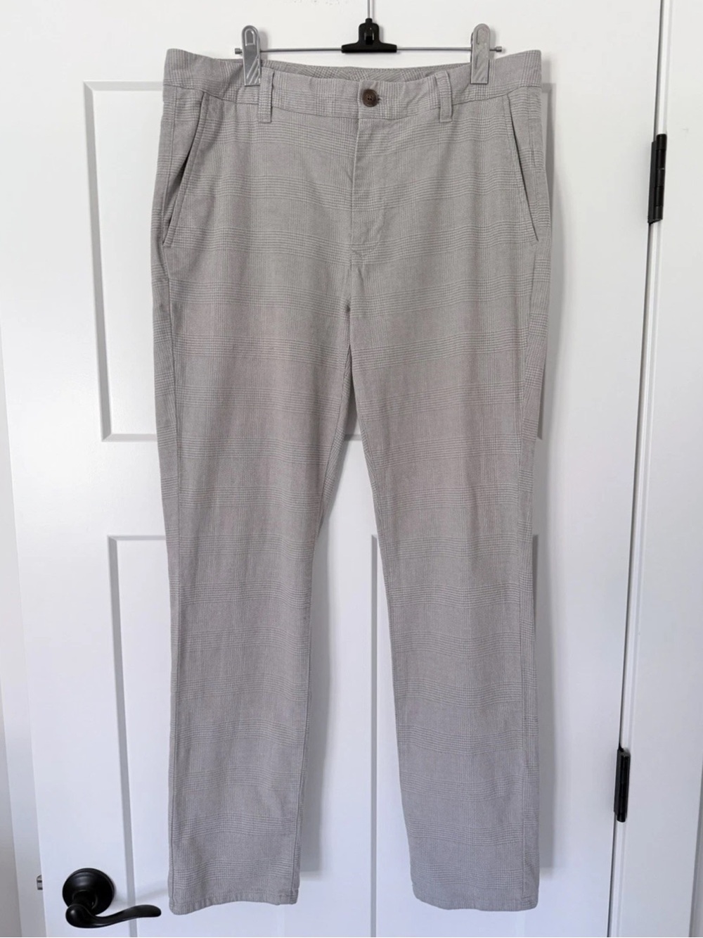 Bonobos Pants Mens Size 32x30 Tailored Fit Stretch Washed Chino Gray Glen Plaid